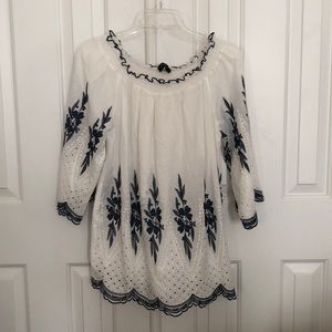 White & Navy Blouse by RD & Kokio
